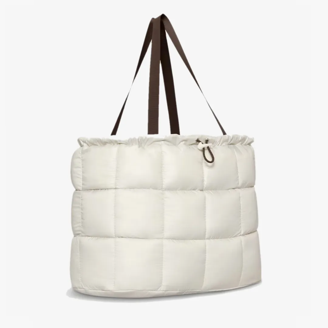 NIKE SPORTSWEAR PUFFLE TOTE BAG LIGHT BONE MINK BROWN SAIL