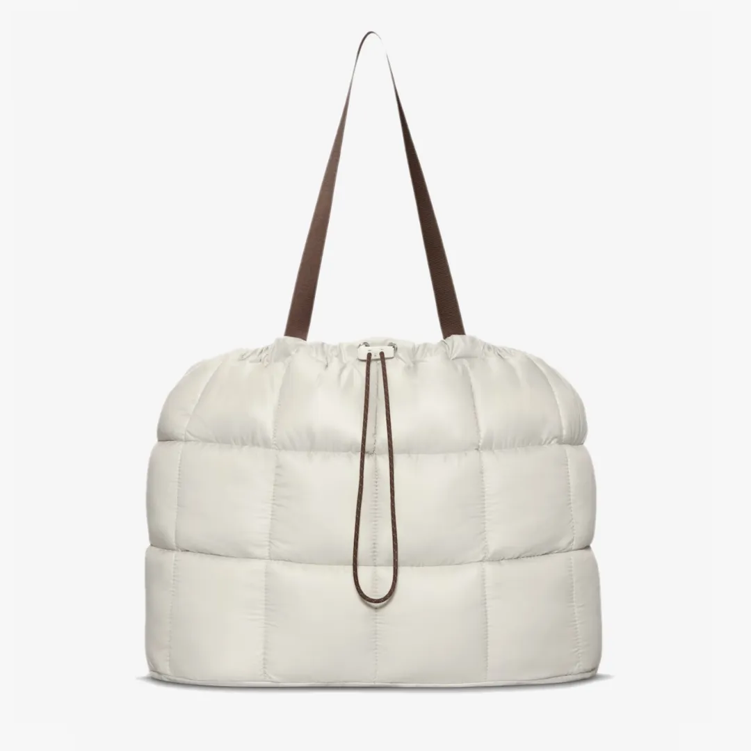 NIKE SPORTSWEAR PUFFLE TOTE BAG LIGHT BONE MINK BROWN SAIL