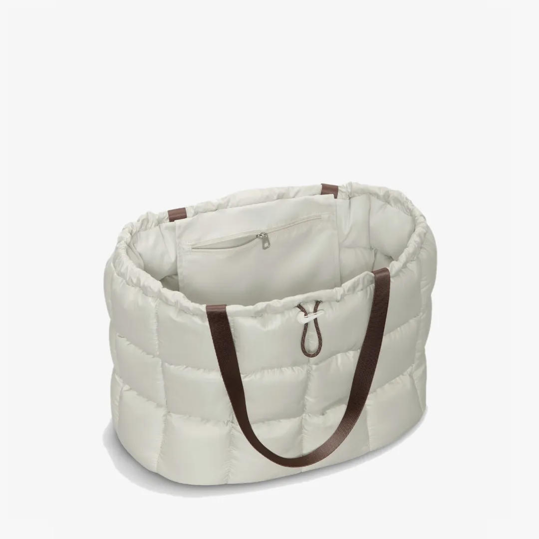 NIKE SPORTSWEAR PUFFLE TOTE BAG LIGHT BONE MINK BROWN SAIL