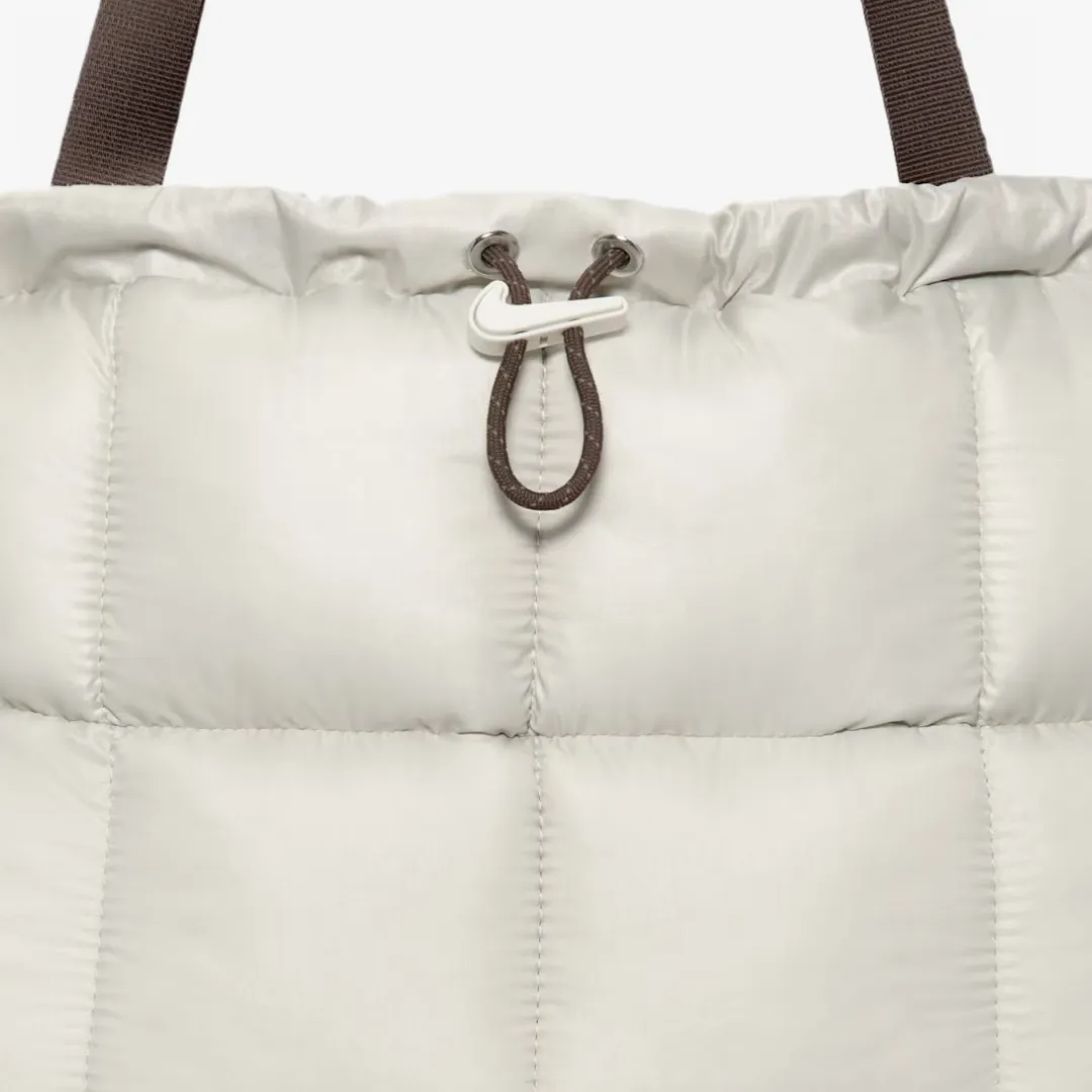 NIKE SPORTSWEAR PUFFLE TOTE BAG LIGHT BONE MINK BROWN SAIL