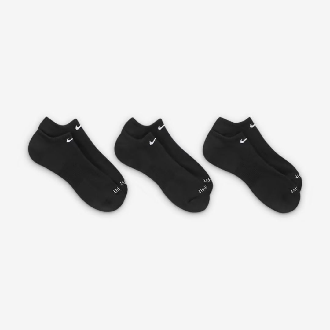 NIKE EVERYDAY PLUS CUSHION TRAINING NO-SHOW SOCKS BLACK (3 PAIRS)
