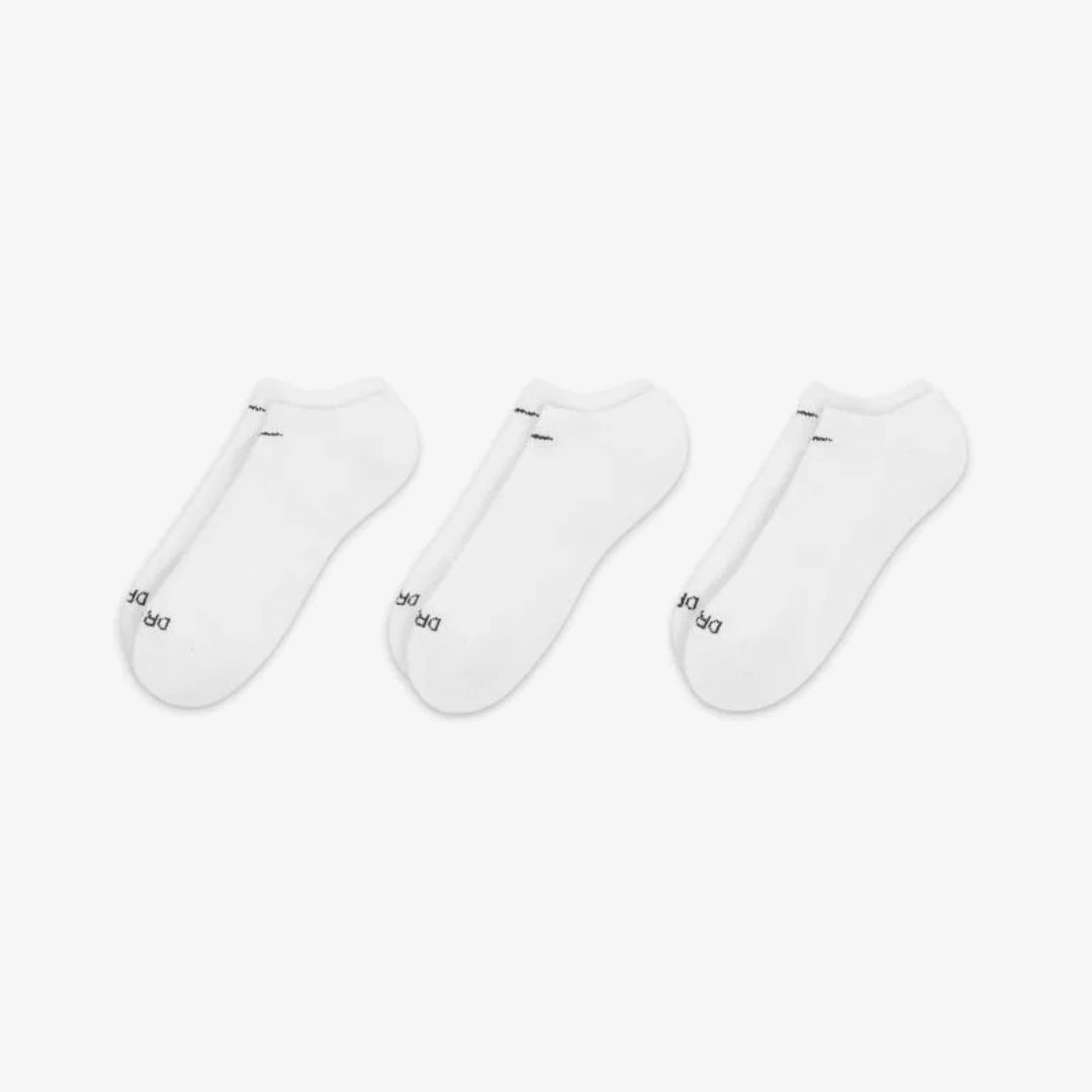 NIKE EVERYDAY PLUS CUSHION TRAINING NO-SHOW SOCKS WHITE (3 PAIRS)