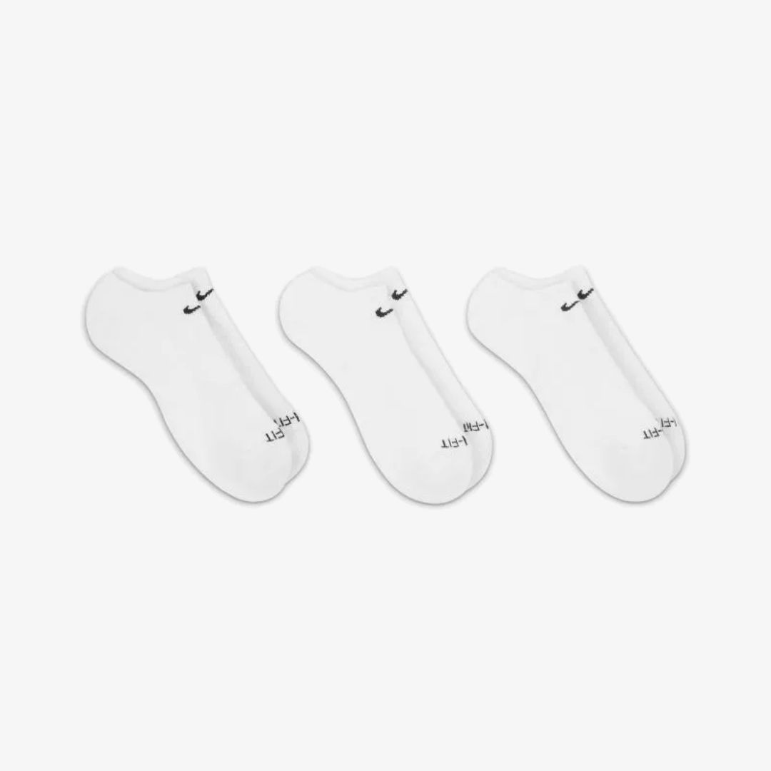 NIKE EVERYDAY PLUS CUSHION TRAINING NO-SHOW SOCKS WHITE (3 PAIRS)