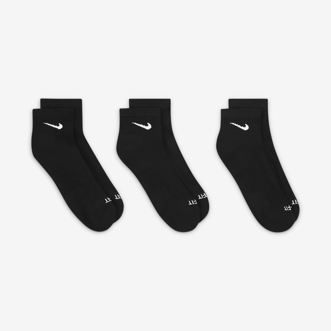 NIKE EVERYDAY PLUS CUSHIONED TRAINING ANKLE SOCKS BLACK (3 PAIRS)