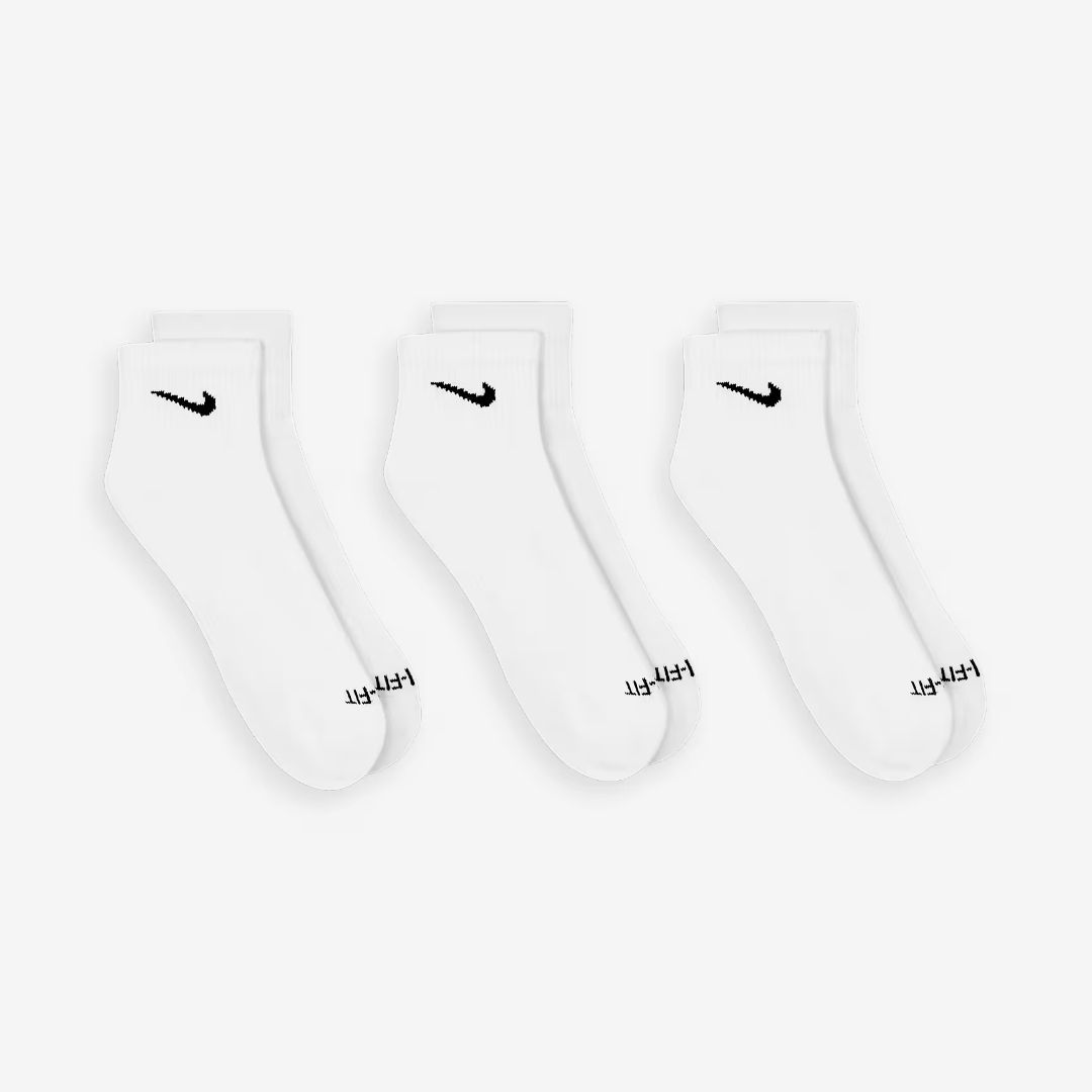 NIKE EVERYDAY PLUS CUSHIONED TRAINING ANKLE SOCKS WHITE (3 PAIRS)
