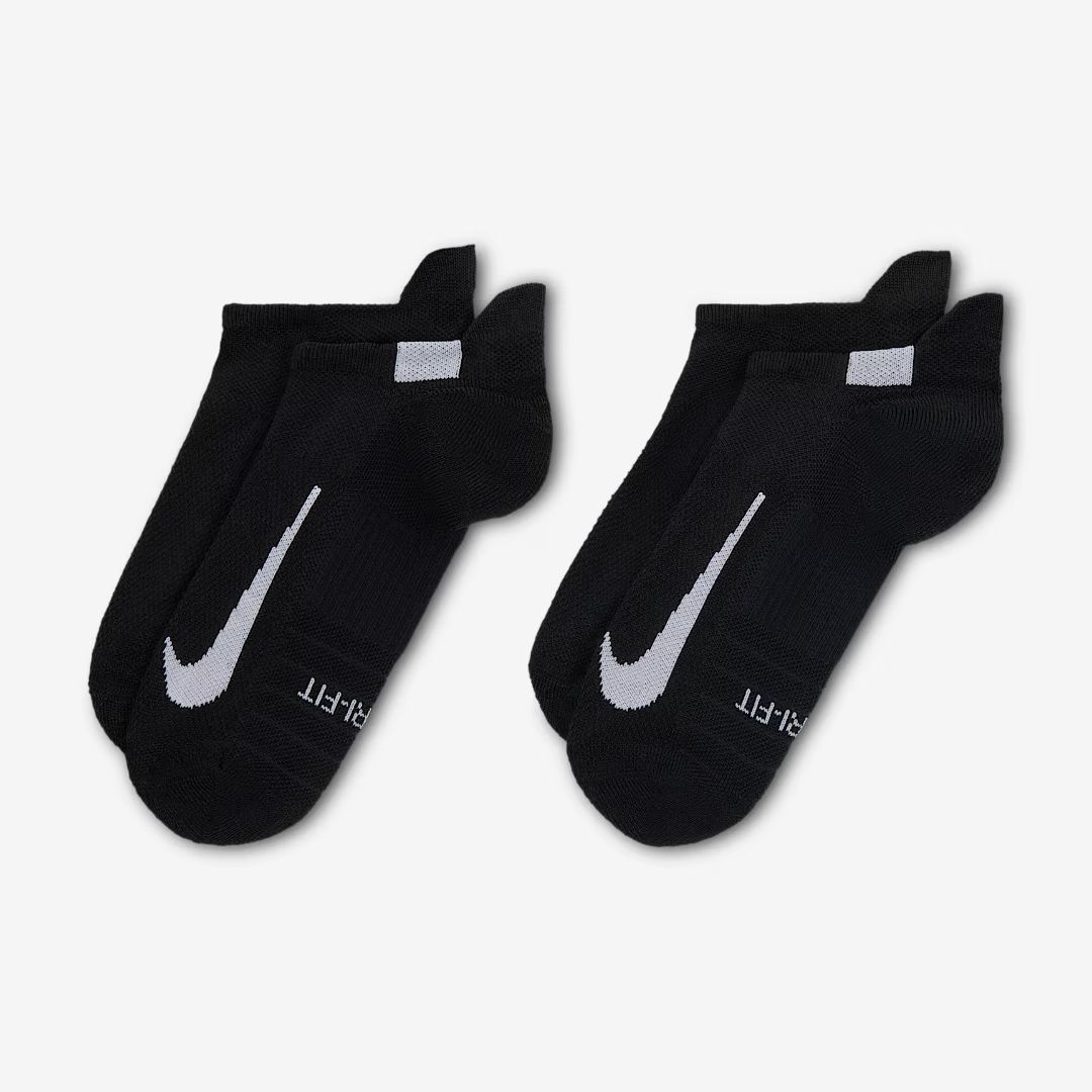 NIKE MULTIPLIER RUNNING NO-SHOW SOCKS BLACK (2 PAIRS)